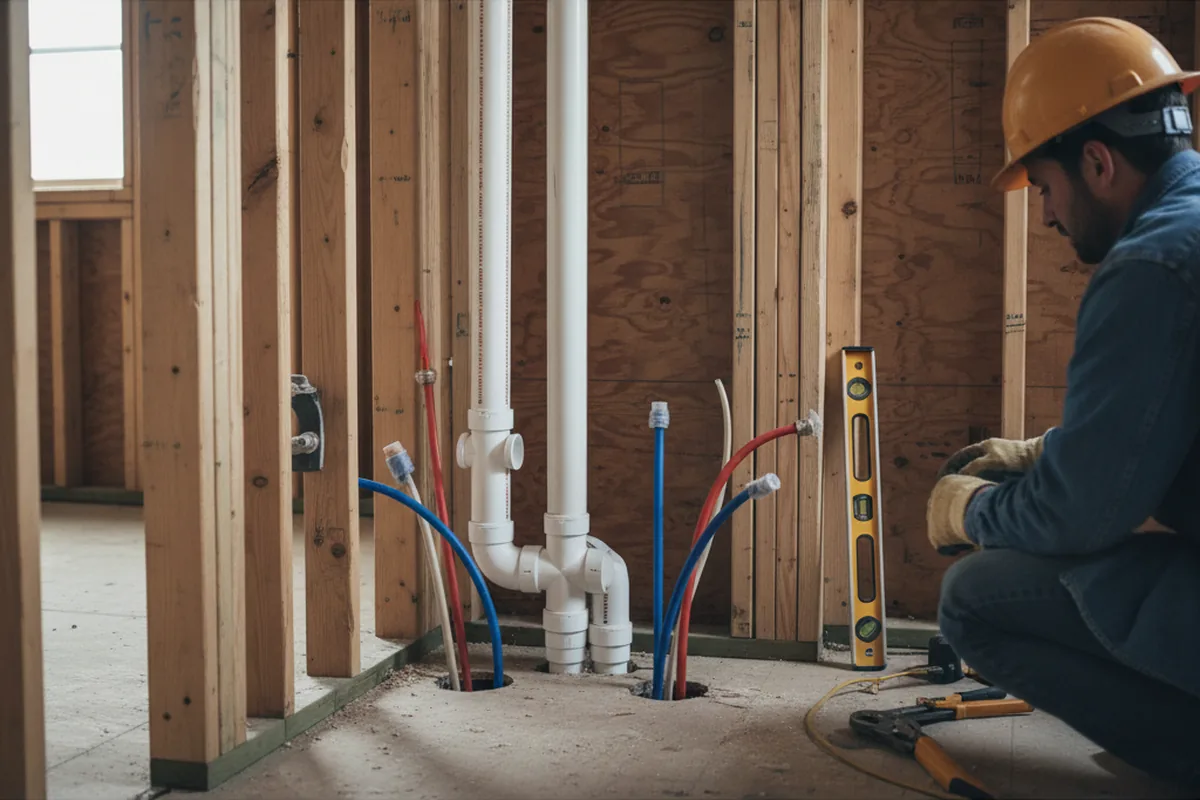 Drain and supply rough-in during Garbage Disposal Repair in S Coffeyville